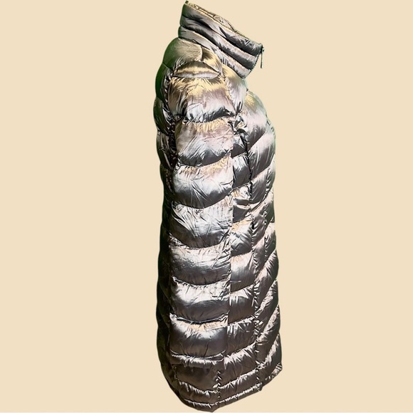 Calvin Klein Pewter Metallic Packable Down-Fill Blend Long Length Puffer Coat S - Picture 12 of 16